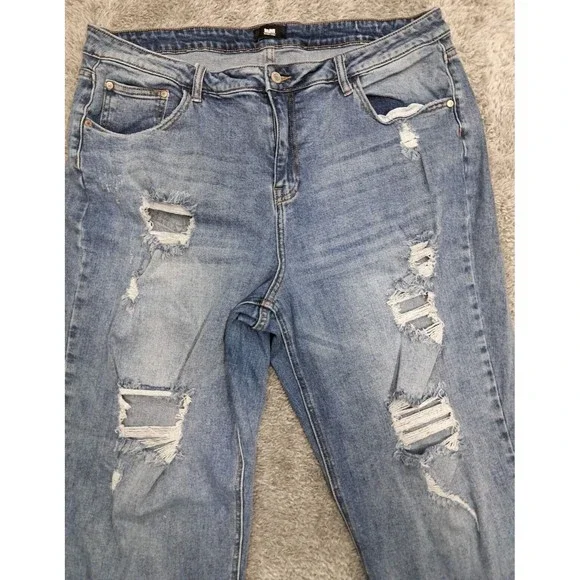 I&M Black Label Jeans Womens Sz 20 Plus I & M Denim Blue Stretch Distressed Pant - Picture 2 of 16